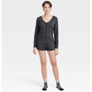 NWT Colsie Womens Long Sleeve Romper Pajamas Black Sparkle Soft Size XL Stretchy